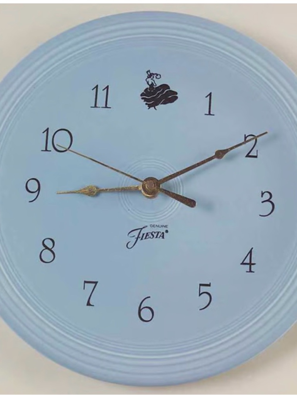 Fiesta Light Blue Wall Clock with Gold Hands